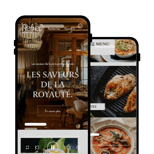 Aperçu du site internet HORECA/RESTAURATION sur téléphone responsive